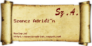 Szencz Adrián névjegykártya